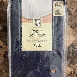 Navy Box Pleat Bedskirt - Full